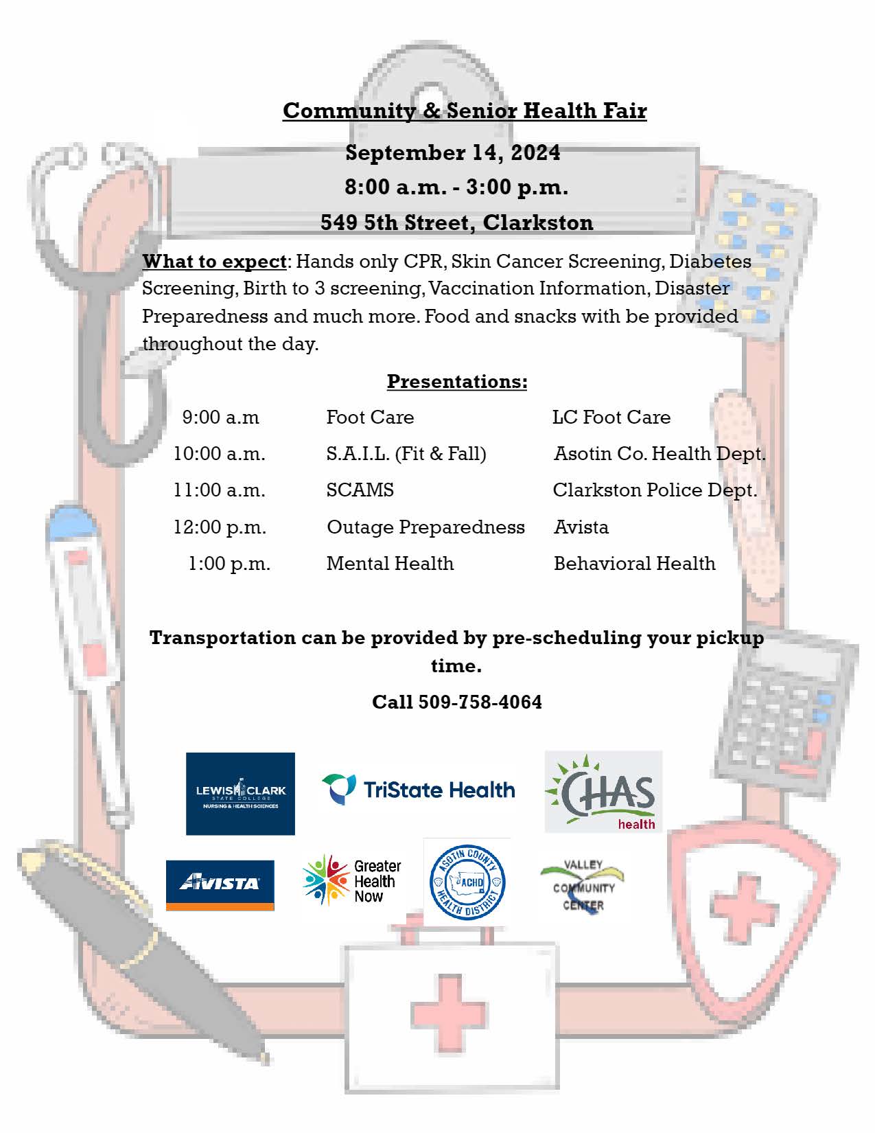 Community & Senior Health Fair Flyer 8-12-2024